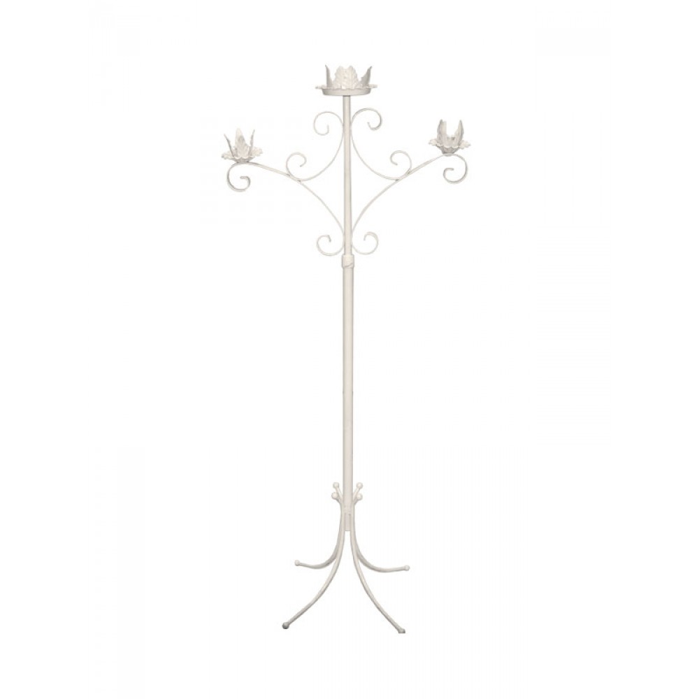 3 Branch Brass/White Candelabra