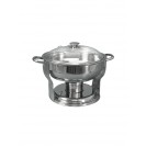 4 Quart Stainless Steel Round Server With Glass Lid