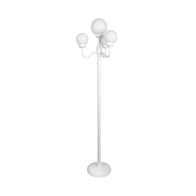 6' White Street Lamp with 4 White Globes