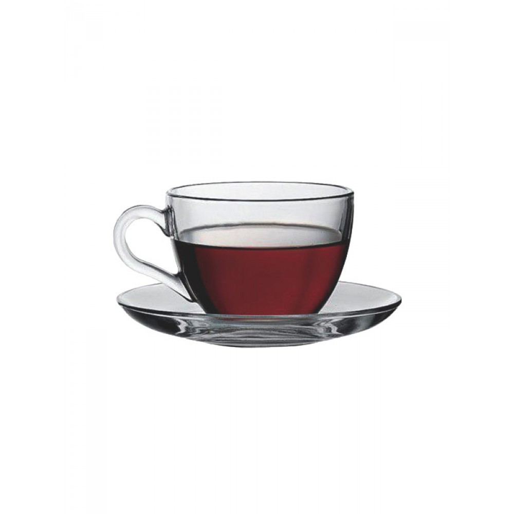 Clear Glass Coffee Cup w/ Saucer