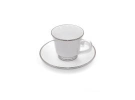 Platinum Trim White China Coffee Cup w/ Saucer