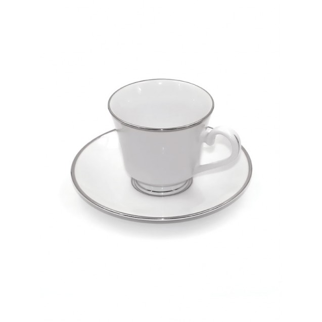 Platinum Trim White China Coffee Cup w/ Saucer