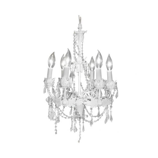 White Chandelier w/ Crystal Beads